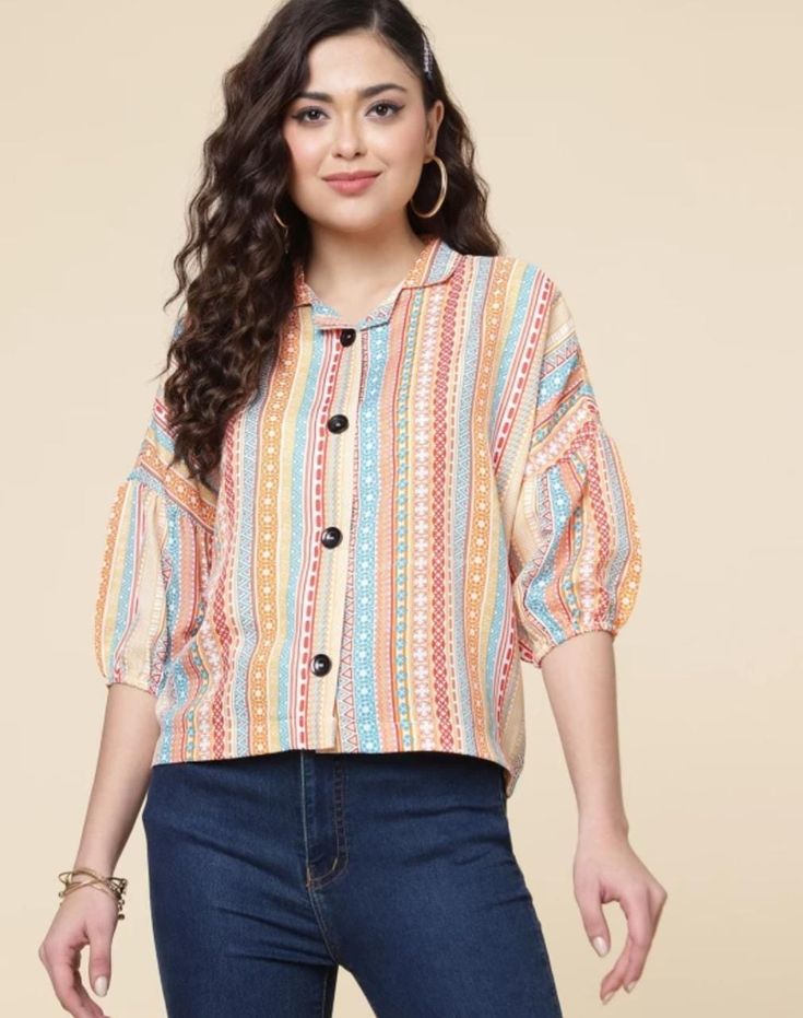 Women stylish printed crepe shirt