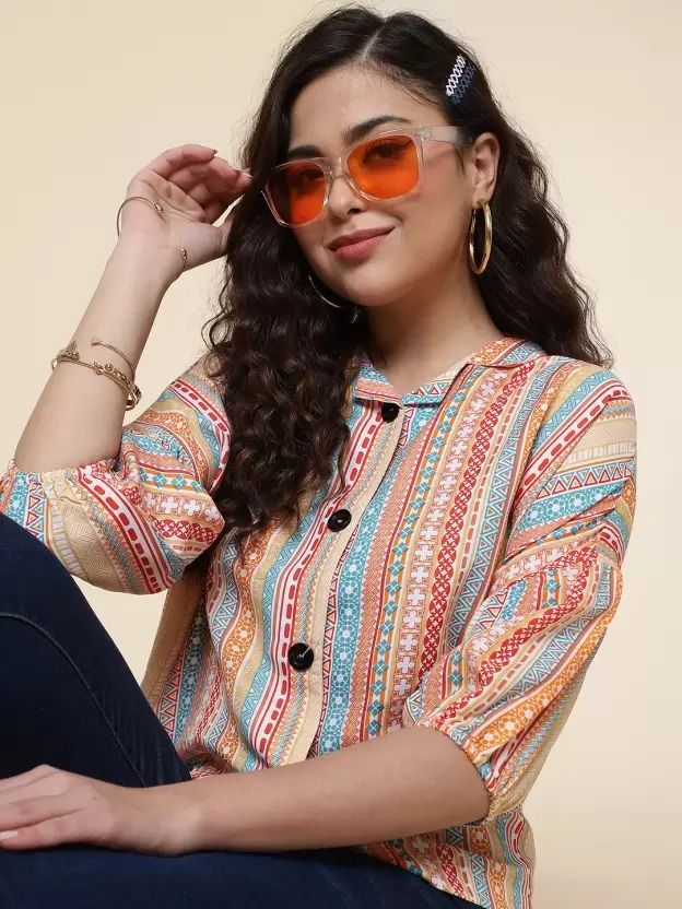 Women stylish printed crepe shirt