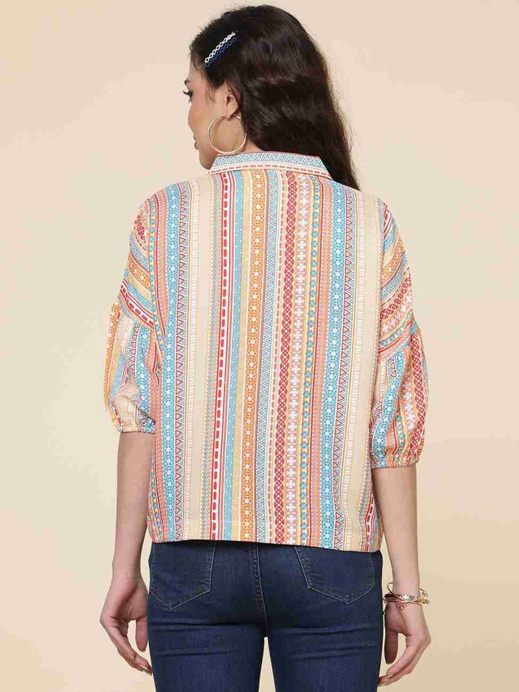 Women stylish printed crepe shirt