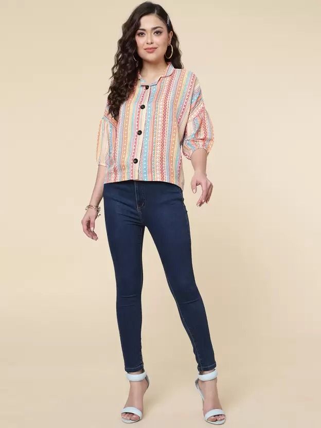 Women stylish printed crepe shirt