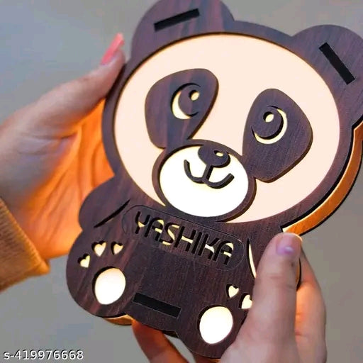 Customized Personalized Wooden Panda Lamp With Name
