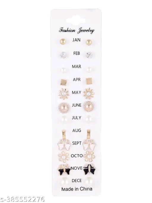 Combo Of 12 Earrings Pair For Girls and Kids