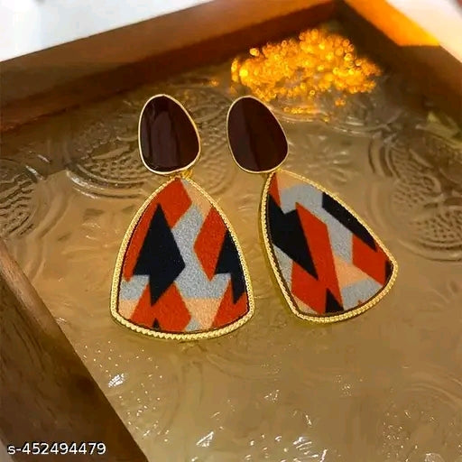 Blue Shine Korean Earrings Shinny Maroon Dropdangle