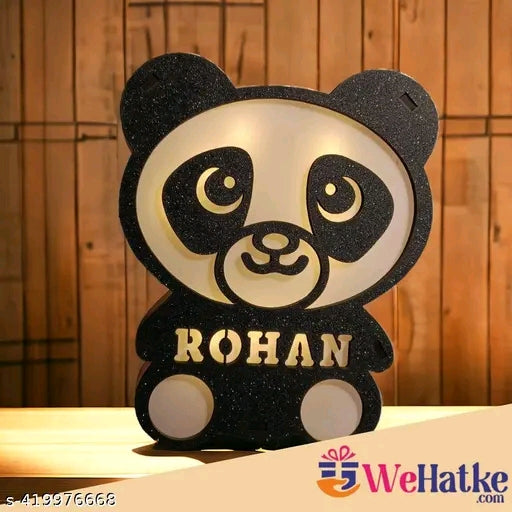 Customized Personalized Wooden Panda Lamp With Name