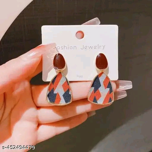 Blue Shine Korean Earrings Shinny Maroon Dropdangle