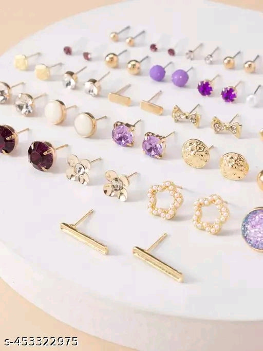 Gold Plated Multi Colour Studs Combo