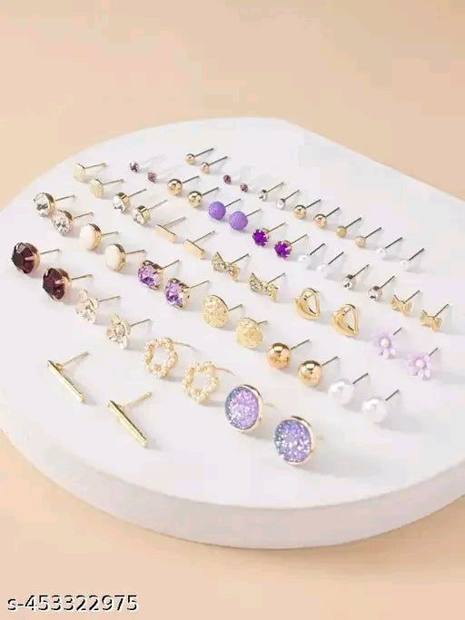 Gold Plated Multi Colour Studs Combo