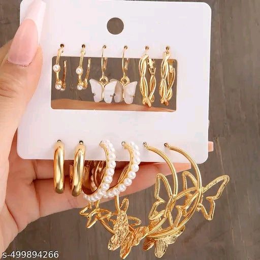 Big Butterflies Earring set Of 6 Pairs