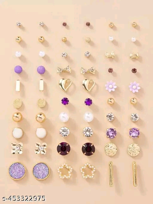 Gold Plated Multi Colour Studs Combo
