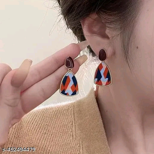 Blue Shine Korean Earrings Shinny Maroon Dropdangle