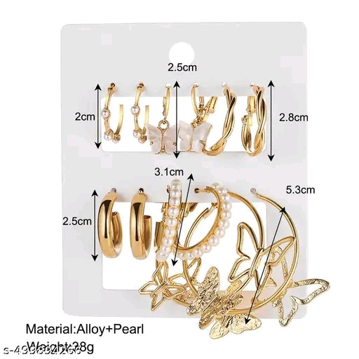 Big Butterflies Earring set Of 6 Pairs